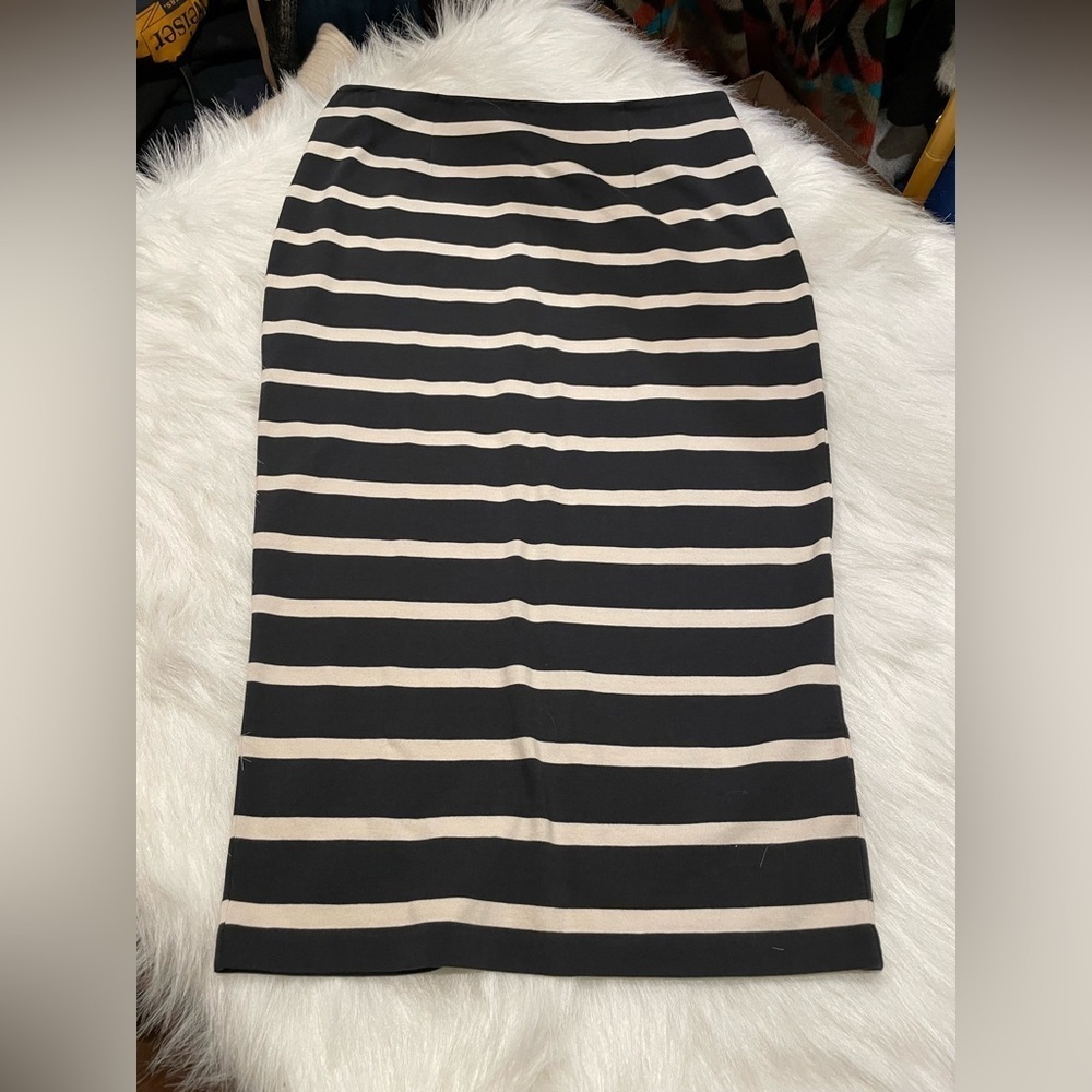 J Crew Cotton Striped Black and White Pencil Skirt - Picture 8 of 12